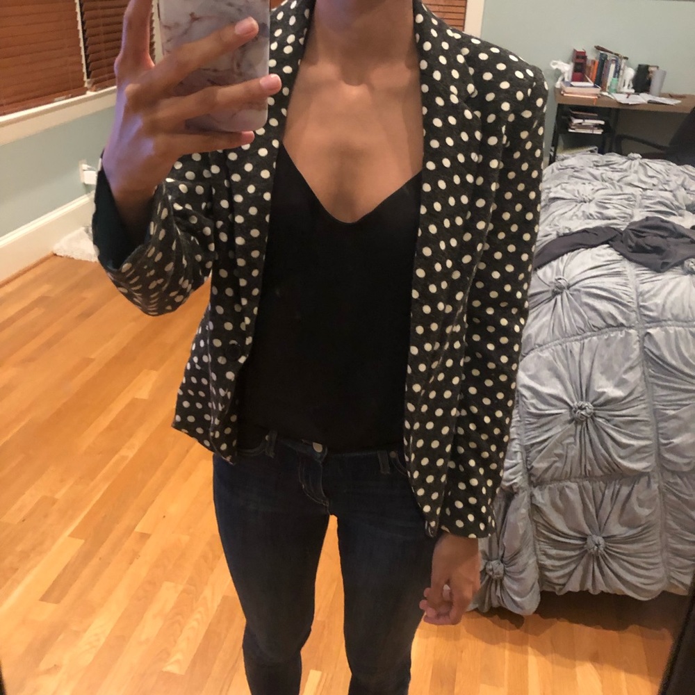 Polka dot blazer from Anthropologie